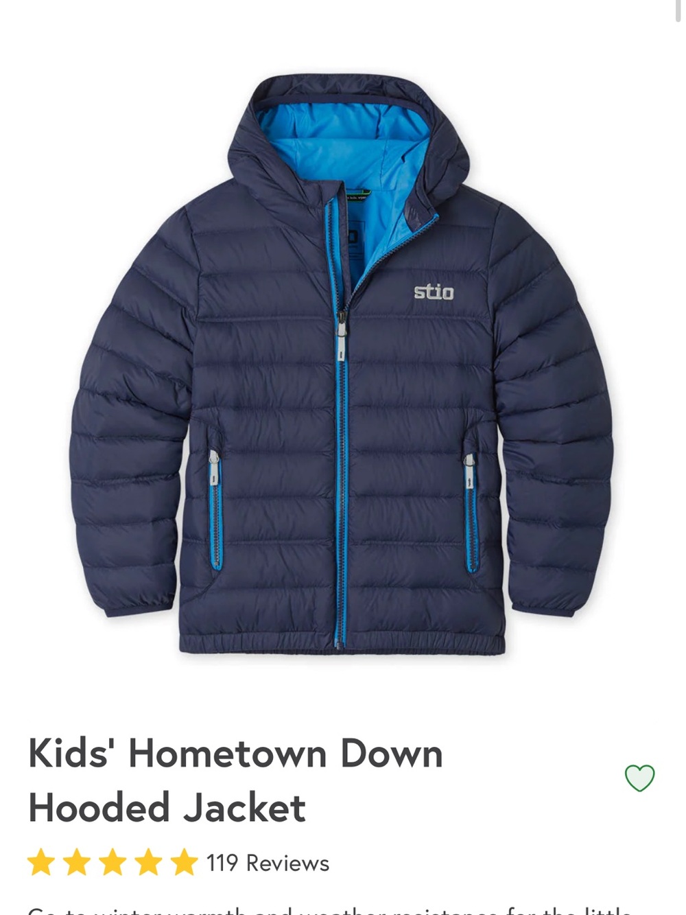 Kids Stio Navy hometown hoodie down Jacket - Picture 3 of 6